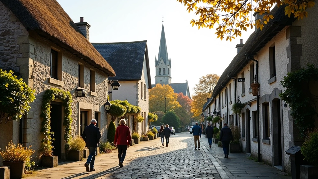 Village centre historic buildings and square